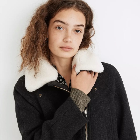 NWT Madewell Eldridge Zip Coat in Insuluxe Fabric, Dark Grey Melange - Picture 2 of 10